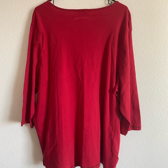CJ Banks Red Size 3X 3/4 Sleeve Shirt 100% Cotton NWT - Picture 9 of 13